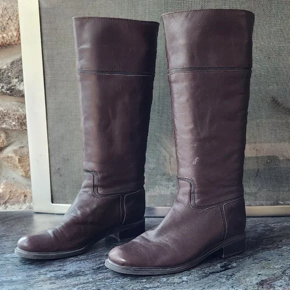 Santana Canada Cognac Leather Riding Boots Size 7.5M - Picture 3 of 15